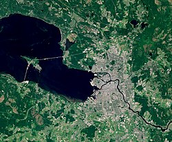 Satellite image of Saint Petersburg and its suburbs