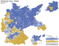 A map showing religious affiliations according to the 1925 Census.