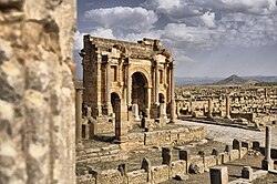 The Arch of Trajan in the Roman ruins of Timgad