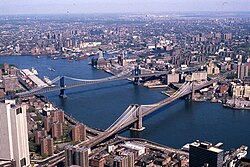 The Manhattan Bridge and Brooklyn Bridge on the East River