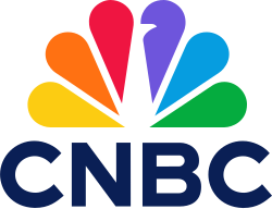 The final logo of CNBC's NBCUniversal era. It is based on the 2022 NBC logo.