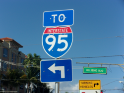 A sign for I-95 along SR A1A in Deerfield Beach