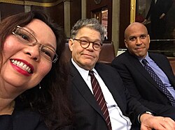 Senators Tammy Duckworth (D-IL), Al Franken (D-MN), and Booker (D-NJ) in 2016