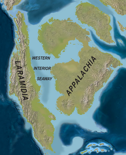 Map of North America During the Late Cretaceous