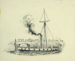 Western Engineer steamboat, designed by Stephen Harriman Long for the expedition up the shallow upper Missouri River.