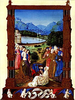 The proving of the True Cross, Jean Colombe in the Très Riches Heures