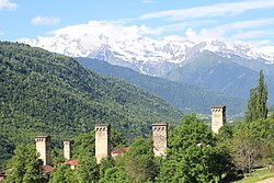 Northwestern Georgia is home to the medieval towers of Ushguli and Mestia.