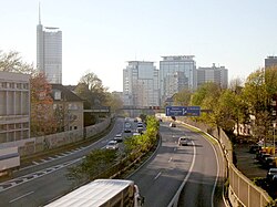 Ruhrschnellweg towards the central business district of Essen