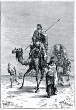 Benjamin of Tudela in the Sahara (Author : Dumouza, 19th-century engraving)