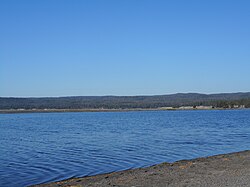 Caldera rim on the horizon south of Yellowstone Lake