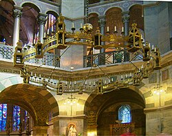 The Barbarossa Chandelier in Aachen Cathedral was donated by Frederick sometime after 1165 as a tribute to Charlemagne.