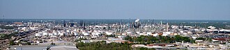 The ExxonMobil oil refinery seen from the capitol tower