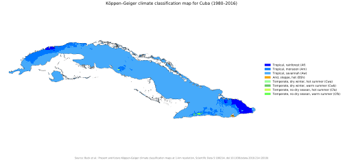 Köppen climate classification of Cuba