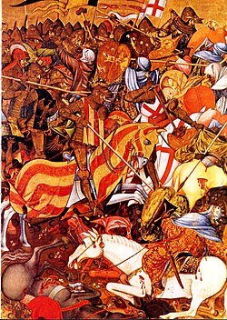 Battle of the Puig by Andreu Marçal de Sax, depicting the Christian victory with the aid of Saint George