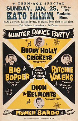 Poster for the ill-fated "Winter Dance Party" tour