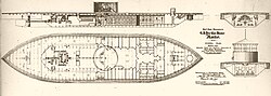 Inboard plans of USS Monitor.