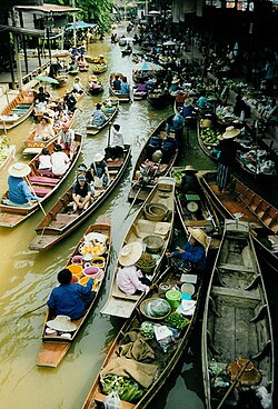 A floating market on one of Thailand's waterways