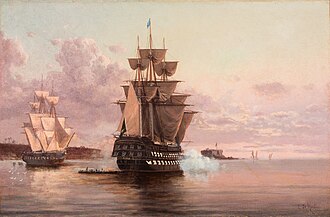 The Brazilian ship of the line Pedro I, by Edoardo De Martino