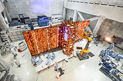 The SAOCOM 1A inside the facilities of CEATSA