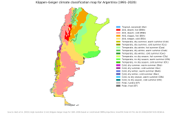 Köppen climate classification in Argentina