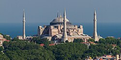 The Hagia Sophia in Constantinople (now Istanbul) was built by the Eastern Roman emperor Justinian the Great in 532–537.[92]