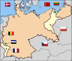 German territorial losses from the Treaty of Versailles Annexed or transferred to neighbouring countries by the treaty, or later via plebiscite and League of Nation action Weimar Germany