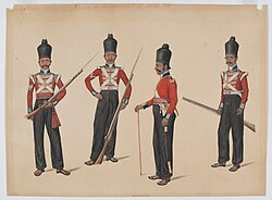 c. 1835 painting of the 40th Regiment of Madras Native Infantry