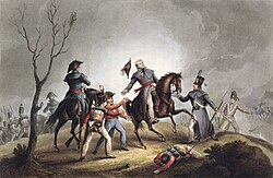 Death of Sir John Moore, 17 January 1809, Aquatint by William Heath, engraved by Thomas Sutherland