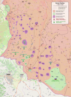 Map showing the Daraa insurgency attacks