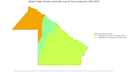 Köppen climate map of Chaco, Argentina