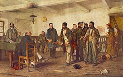 A Rom makes a complaint to a local magistrate in Hungary, by Sándor Bihari, 1886