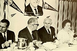 Rooney (second from left) during a luncheon at West Virginia University in 1962