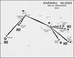 Map of MAG-22 Operations in the Marshall Island Campaign.