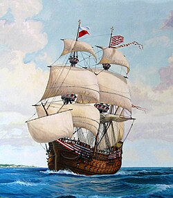 Modern, faithful painting of the Adler von Lübeck – the world's largest ship in its time