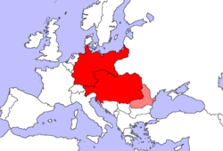 A view of Central Europe dating from the time before World War I (1902):[50] Central European countries and regions: the German Empire and the Habsburg monarchy (without Bosnia and Herzegovina and Dalmatia) Regions located at the transition between Central Europe and Southeastern/Eastern Europe: Romania