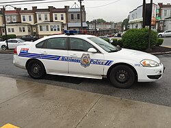 A Baltimore Police Department patrol car, May 2018