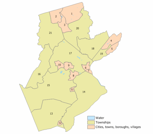 Index map of Somerset County municipalities (click to see an index key)