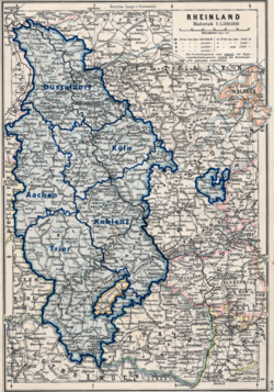 Regierungsbezirke of the Prussian Rhine Province, 1905 map