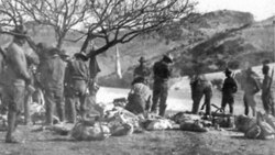 10th Cavalry soldiers holding Yaqui prisoners at their camp in Bear Valley, January 9, 1918.