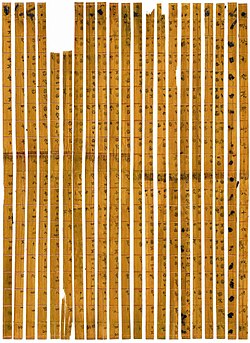 The Tsinghua Bamboo Slips, containing the world's earliest decimal multiplication table, dated 305 BC during the Warring States period