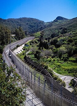 The fence between Ceuta and Morocco