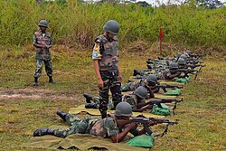 Congolese soldiers being trained by UN personnel