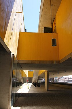 The "Broadcasting Building" of the Parque Cultural de Valparaíso (PCdV) which has been established on a former prison's ground on Cerro Cárcel[65][66]