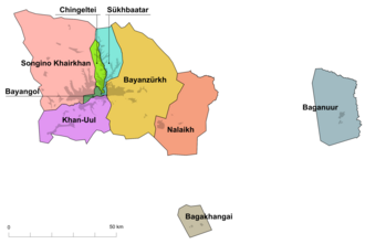 Map of the districts of Ulaanbaatar
