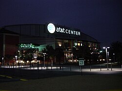 Frost Bank Center (then-AT&T Center), the home of the Spurs, at night in 2006