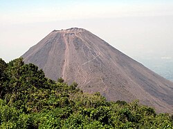 Izalco volcano, the youngest volcano in El Salvador. Izalco erupted almost continuously from 1770 (when it formed) to 1958, earning it the nickname of "Lighthouse of the Pacific".