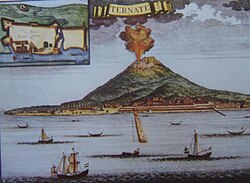 Depiction of Ternate with São João Baptista Fort, built in 1522