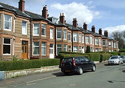 Typical red sandstone Glasgow terrace