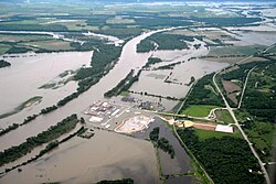 Fort Calhoun Nuclear Generating Station surrounded by the 2011 Missouri River Floods on June 16, 2011