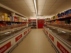 Interior of a Dia supermarket in Strasbourg, France